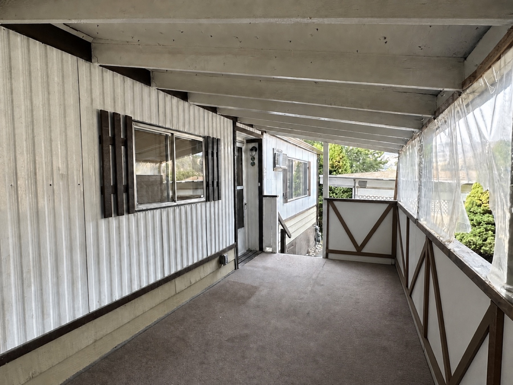 Long covered deck at the home